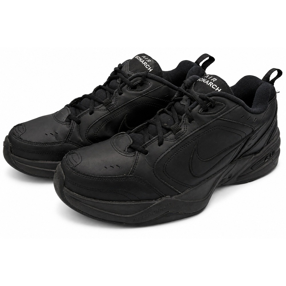 Nike Air Monarch IV Men's 14 All Black Leather Training Workout Shoes 415445-001